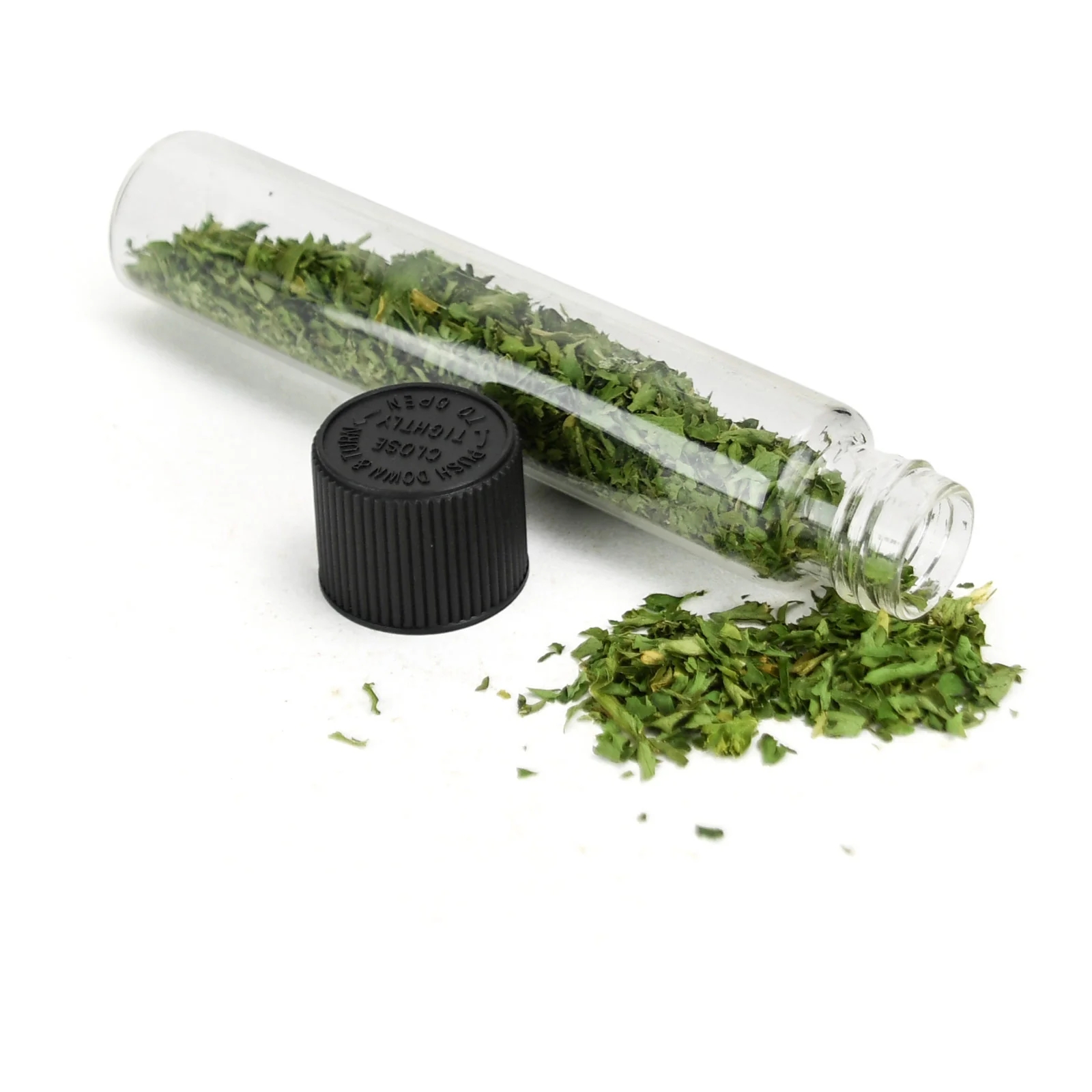 Child Resistant Matte Surface Flower Packaging Black Screw Top  Glass Vial Glass Tube Bottle W/a Child Safe Cap