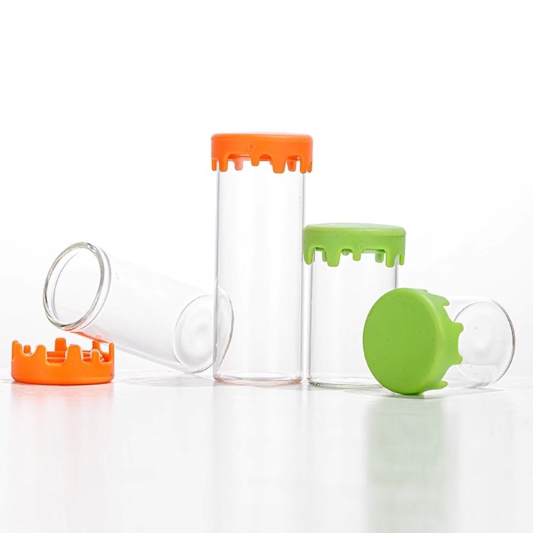 Non Stick Glass Wax Container With Lids Multi Use Storage 6ml Silicone Containers for Oil Cosmetic Lotion Cream
