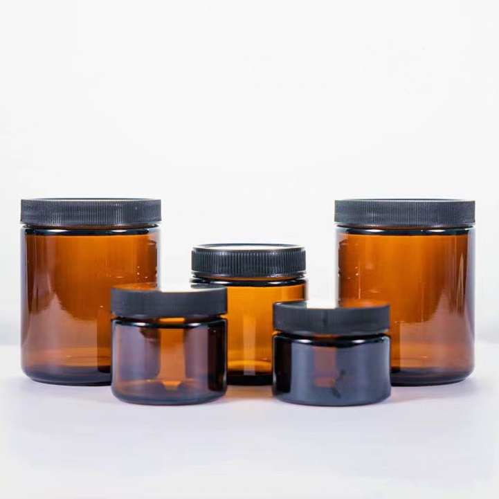 Wholesale Luxury Empty Recyclable 3Oz 8Oz 500Ml 100Ml 250Ml Clear Amber Jar Glass Candle Containers for Candle With Metal Lid