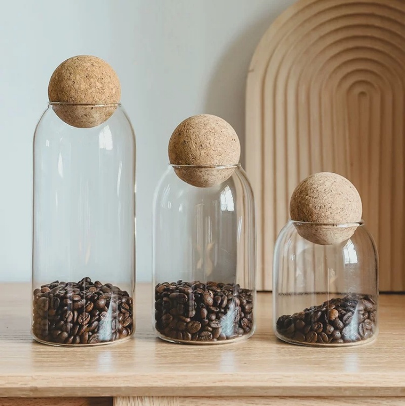 High Borosilicate Natural Clear Round Glass Jar Fragrance Aromatherapy Candle With Cork Lid Holder
