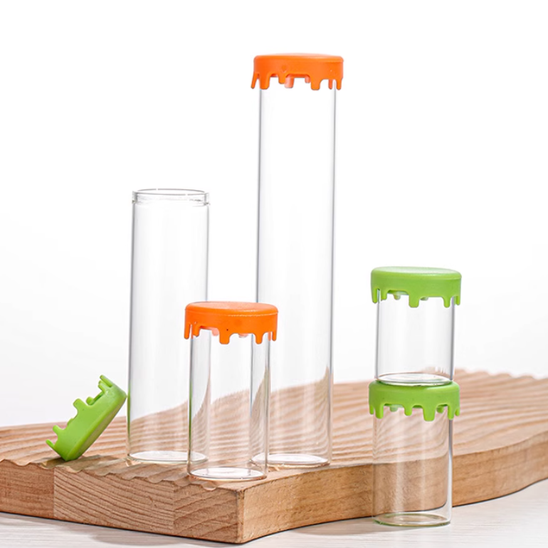 Mini Paint Pot Silicone & Glass Container 5 6 8 10 15 20 25 30 40 50 60 80 100 ml Drip Top Jars With Dripping Silicone Lid