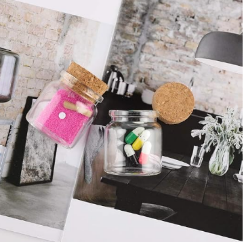 57 Diameter Clear Cork Glass Tube 80ml 200ml 380ml 550ml Glass Jars With Corks Wide Mouth Craft Containers Transparent Vials