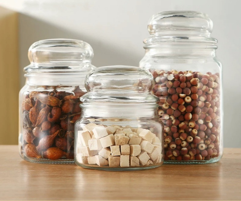 New Design Candle Canisters 350ml 500ml 750ml Mushroom Glass Lids Clear Glass Candle Holders