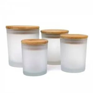 Most Popular Black Empty Candle Vessels Luxury Glass Candle Jars With Wooden Lids for Candle Making