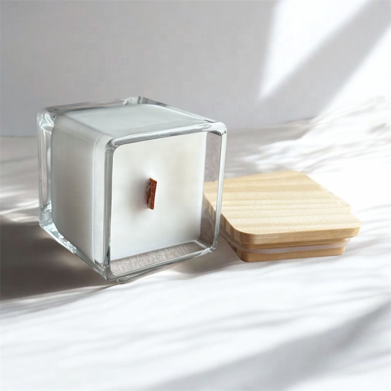 14 Oz. Large Square Glass Jar | Premium Cubed Glass Candle Vessel Jar | Thick Base Jar