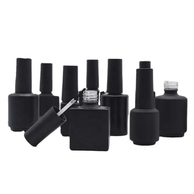 Wholesale Glass Packaging Factory Bulk High End Printer Custom Square Empty 15ML Nail Uv Gel Polish Glass Bottle With Brush