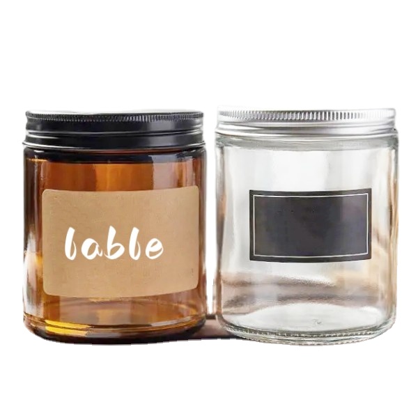Luxury Straight Sided Glass Candle Jars 4oz 8oz 16oz 100ml 250ml 500ml Empty Recycled Clear Amber Metal Lids Glass Containers