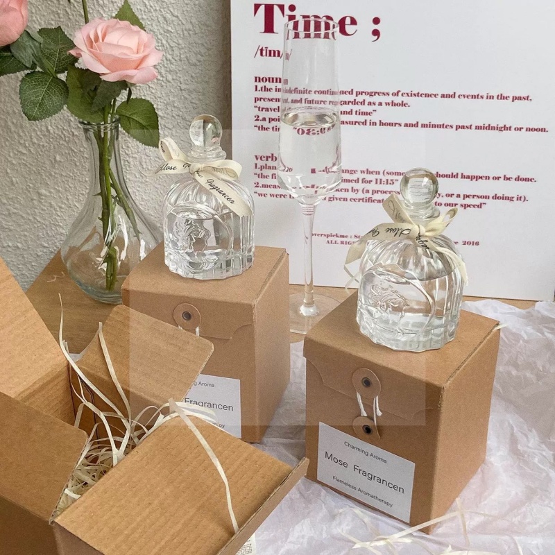 Glass Aromatherapy Bottle With Lid Perfume Bottle Diffuser Bottle With Diffuser Stick