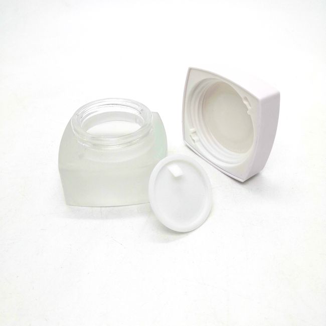 Frosted Glass Jar 20g 50g Thick Glass Square Cube Cosmetic Glass Jars With Black Lid for Oil Lip Balm Wax Cosmetics