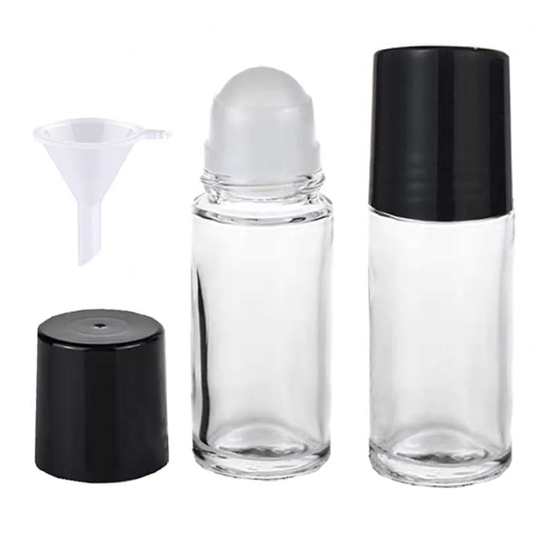 30ml/1oz Roll on Bottles Empty Essential Oil Roller Bottle Clear Glass Bottle With Plastic Roller Ball & Black Lid 50ml