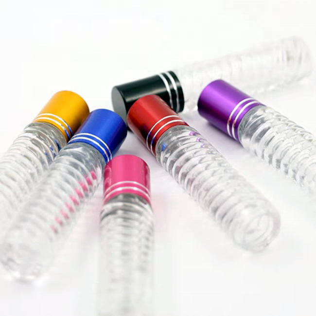5ml 10ml Round Roll on Glass Bottle with Glass Roller and Aluminum Roller Cap
