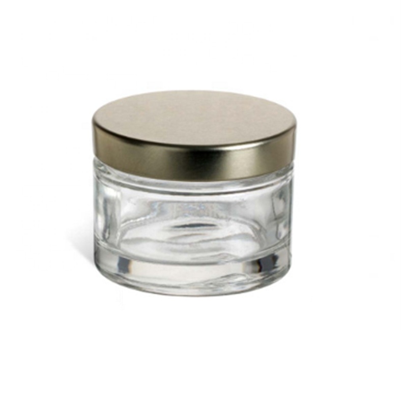 Refillable Eco Friendly High End 5g 10g 30g 60ml Gram Round Clear Glass Cream Jar Cosmetic Jar with Metal Lids