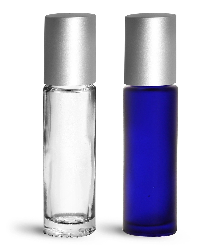 30ML 50ML Recyclable Clear Glass Roll on 10ml Bottle Essential Oil Packaging Vials Bottle PE Balls and Polypropylene Cap
