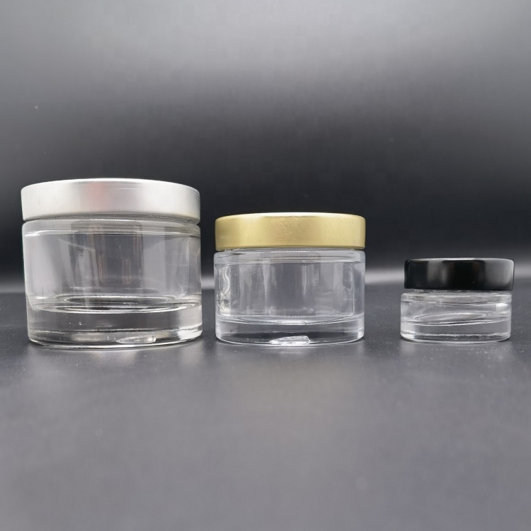 5g 7g 30g 60g 5 7 30 60 g Gram ml Heavy Base Clear Glass Jar With Metal Gold Sliver Black Lid for Cosmetic 5ml 8ml 30ml 60ml