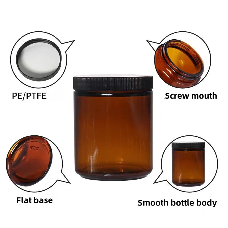 10g 15g 20g 30g 50g 60g 100g 150g  Recyclable Cosmetic Containers Amber Face Cream Glass Jar With Black or Golden Screw Cap