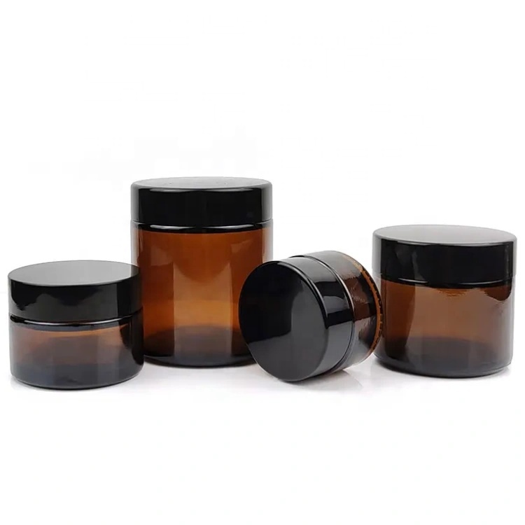 30g 50g 200g 250g Glass Jars White Black Gold Round Empty Frosted Amber Clear Cream Glass Cosmetic Jar Packaging
