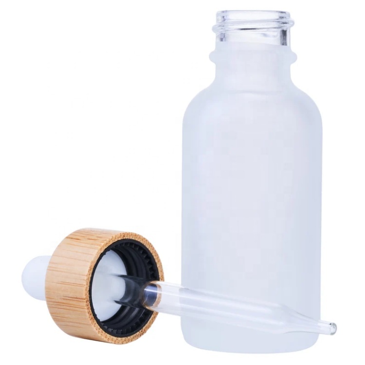 5ml 10ml 15ml 20ml 25ml 30ml 50ml 100ml Bamboo Frosted Clear Oil Glass Dropper Boston Bottle With Bamboo Dropper Cap