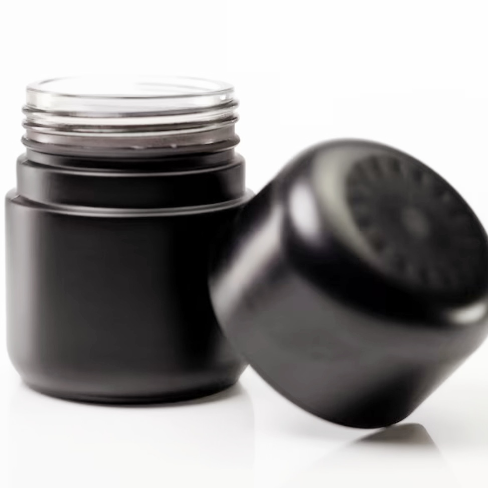 Factory Wholesale Smell Proof Matte Black Herb Glass Jar Child Resistant Packaging Jar With CR Lid