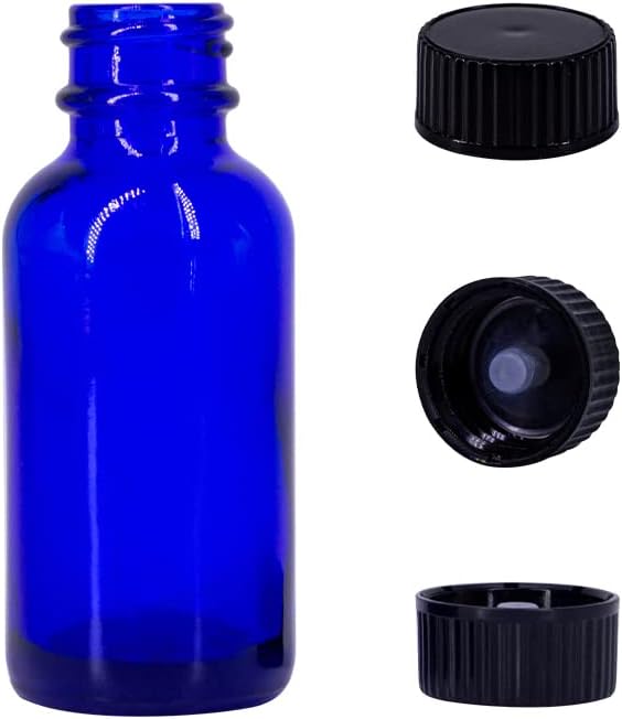 16 Oz. Cobalt Blue Boston Round Glass Bottle, 28mm 28-400