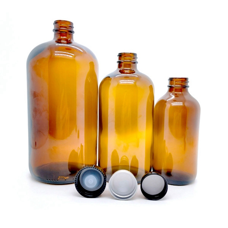 15ml 30ml 60ml 120ml 250ml 500ml 1000ml Clear Brown Boston Round Glass Bottles With Black Plastic Cap Factory Price Factory Price