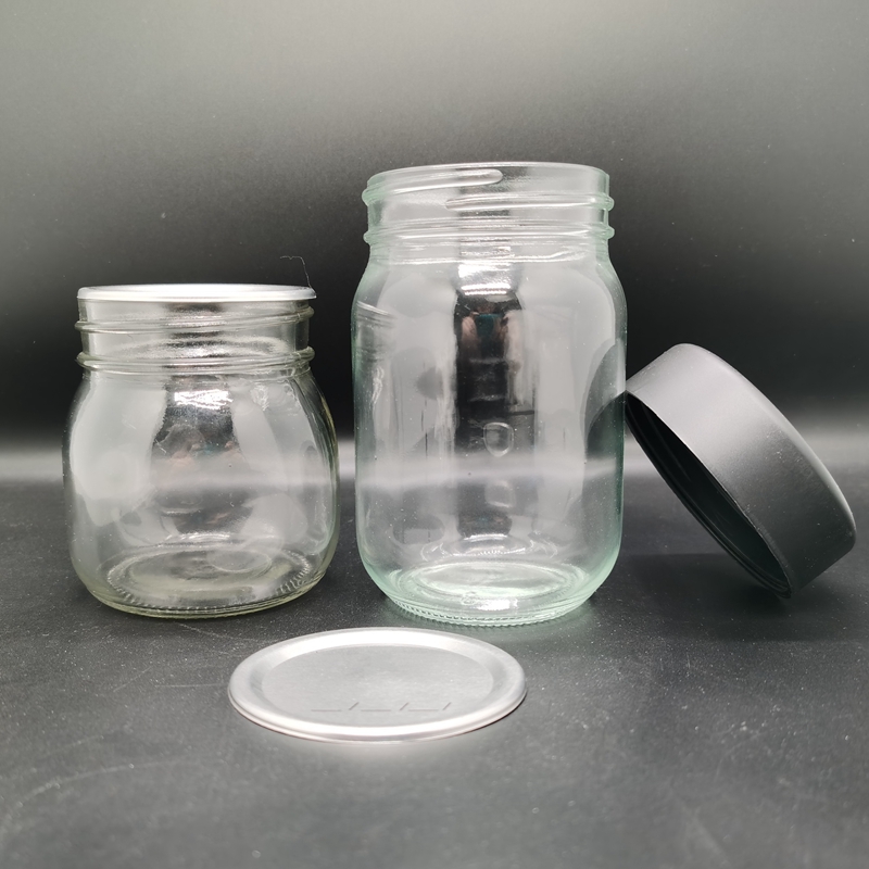 8oz 16oz Empty Food Storage Clear Canning Mini Cookie Glass Child Resistant Round Mason Jar With Lids