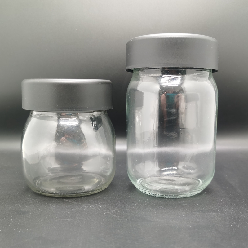 3.5g 7g 14g 28g Child Proof Child Resistant Packaging Baby Proofing Child Safety Locks Frosted Glass Jars Wi/ Metal Seal Cap