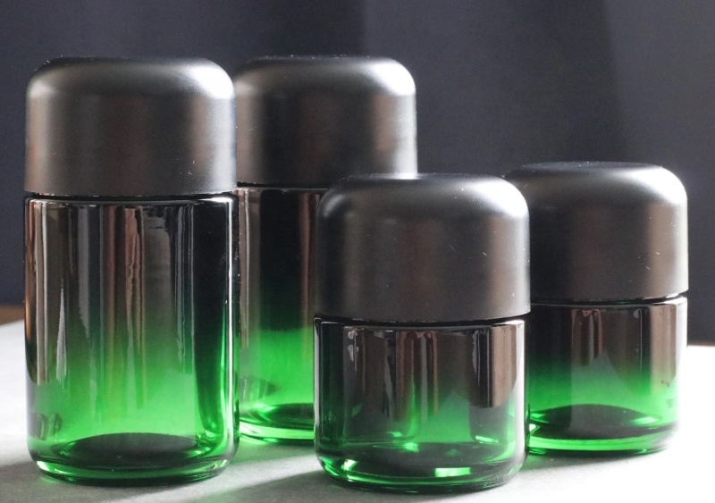 Glass Stash Jars-70ml & 110ml- Spray Green Color Smell Proof-Child Proof Lid-Safe and Secure Jar