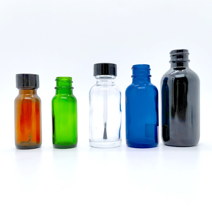 Glass Bottle 15ml 30ml 60ML 1OZ Clear Amber Green Empty Liquid Nail Polish Glass Bottle With Brush Applicator Cap