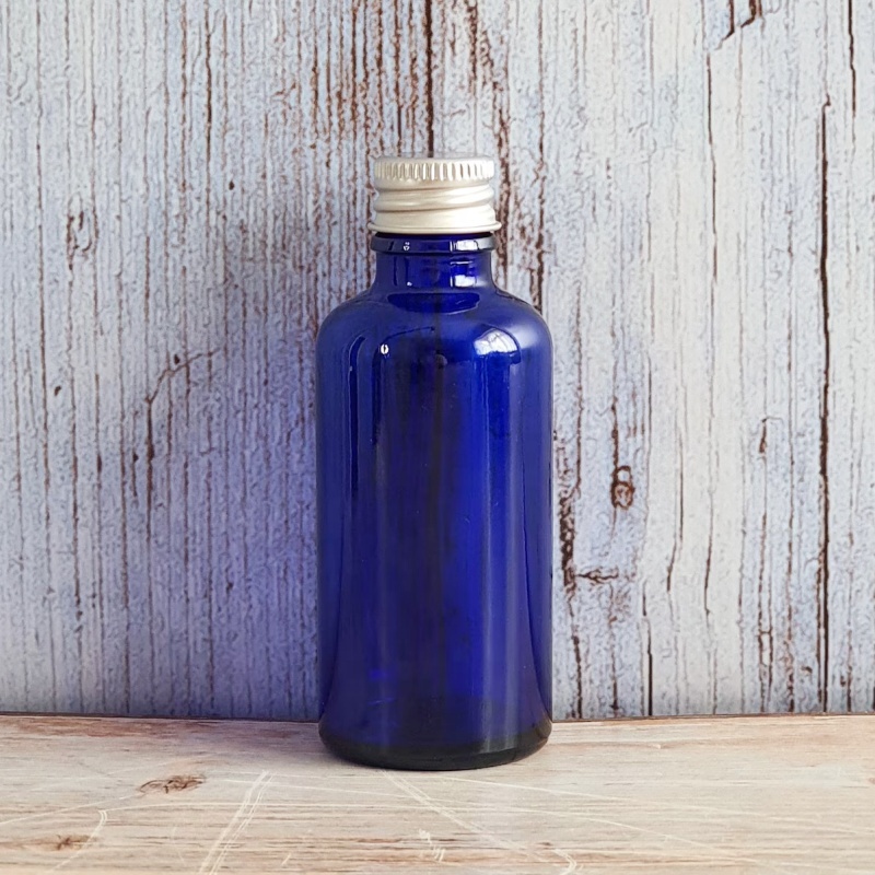 Refillable Blue Glass Dropper Bottles With Aluminum Silver Lid - Empty Bottles for Crafts, Aromatherapy, Refills & DIY Skincare