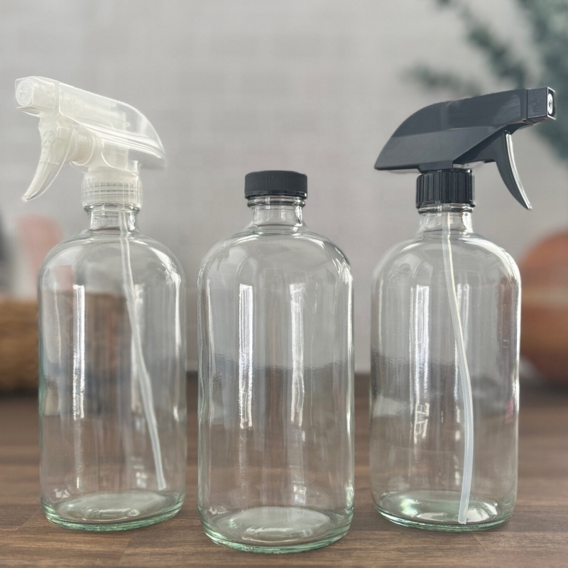 Wholesale Glass Boston Bottle Transparent Spray Gun Spray Bottle 240ml 480ml Reagent Bottle