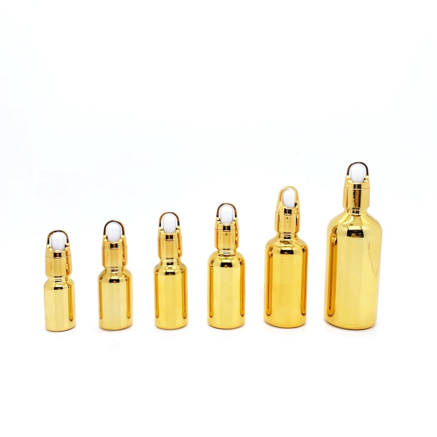 Luxury 10ml 30ml 50ml Glass Dropper Bottle With Electroplating Screen Printing for Eye Drop Skin Care Cream Essential Oil Bottle