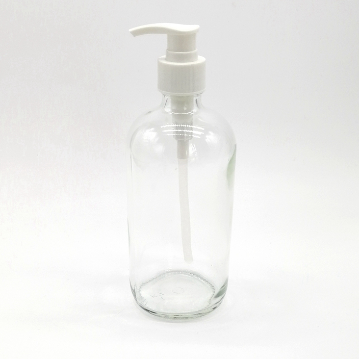 16oz/250ml & 500ml Boston Glass Serum Bottle With Pump White/Black Essential Oil Lotion Soap Dispenser for Serum Packaging