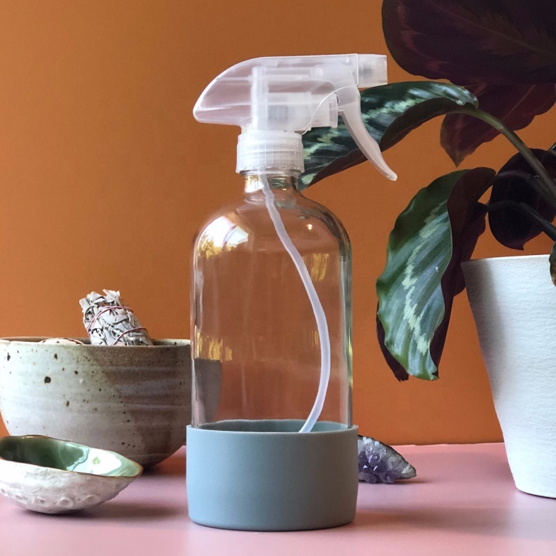 500ml Transparent Refillable Bathroom Spray for Essential Oils With Protective Silicone Sleeve