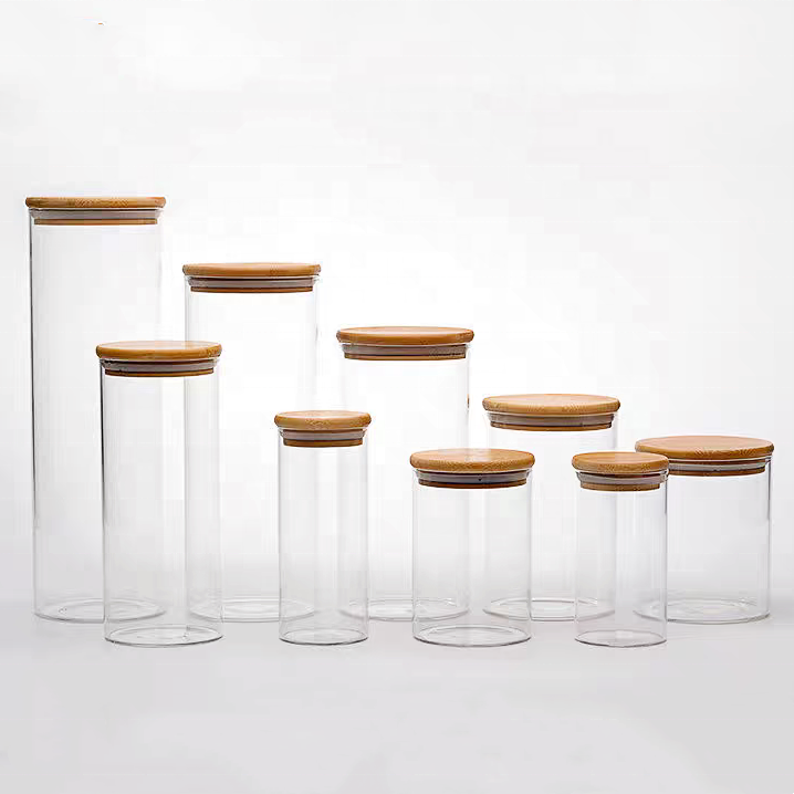 100ml 120ml 250ml 500ml 1000ml Bamboo Lid Kitchen Food Glass Storage Jars 1oz 2oz 8oz 16oz 32oz 4oz Glass Jars With Lids