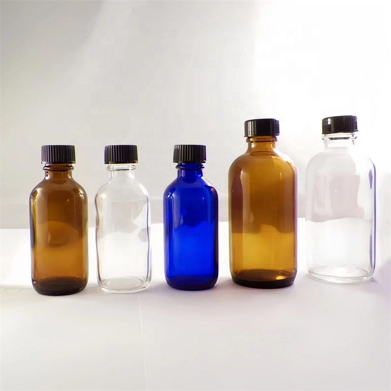 Boston Bottle Clear Blue Amber Green Glass Bottle With Bakerlite Lid