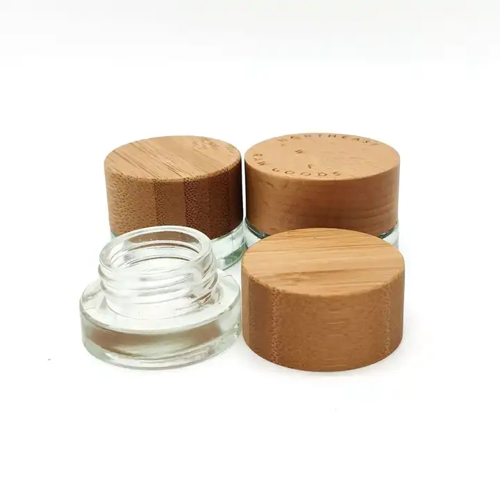 5ml 7ml 9ml Round Child Resistant Clear Glass Concentrate Jar With Screw Black Childproof Lids Wax Container for Cbd Eye Cream