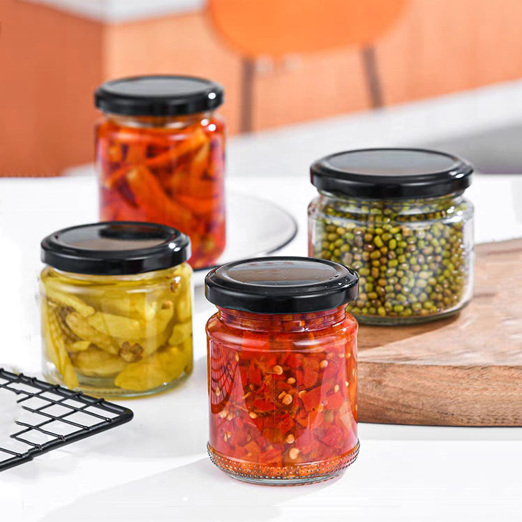 High Quality Clear Honey Candy Jar Glass Jam Pickles Jar Bottle 200 ml 350 ml 500 ml Large Glass Jar With Screw Top Lid