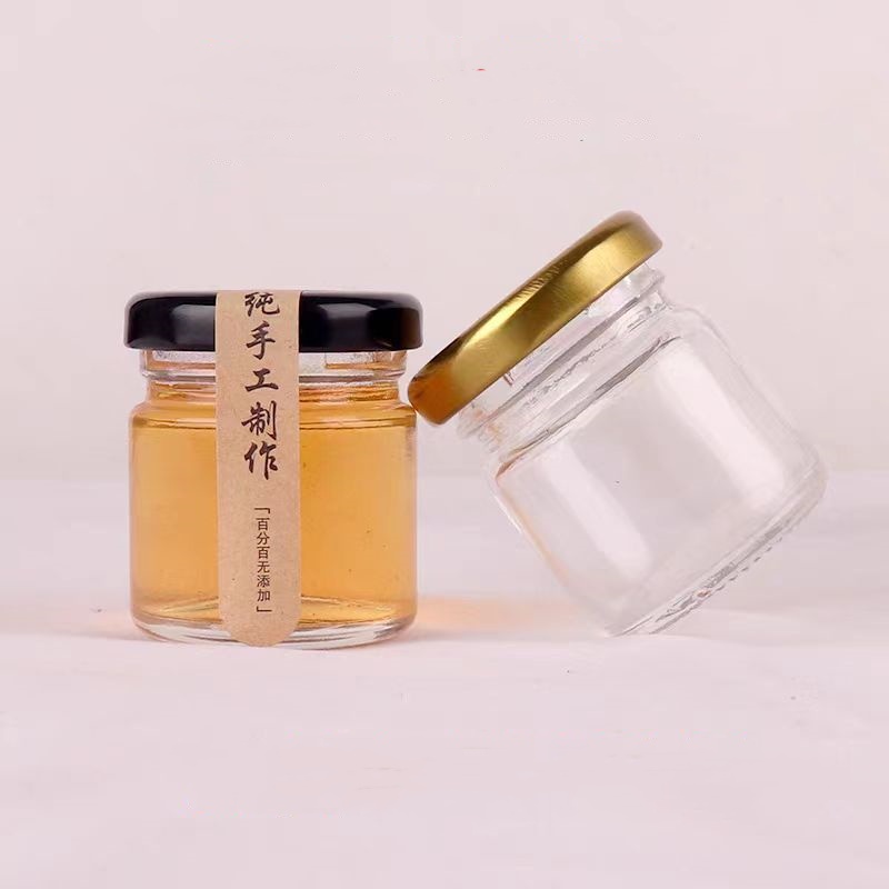 Hot Sale 25ml 1.5oz 50ml 100ml 150ml  Mini Round Spice Pickle Jam Jelly Bottle Food Storage Container Honey Jar Glass