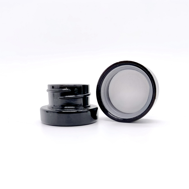 5ml 5g Small Glass  Screw Seal Tight Cr Glass Jar Extracts Concentrate Container With Black Lid