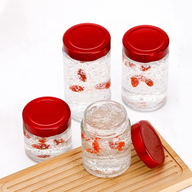 Manufacturer Quality Glass Storage Jars Bird's-Nest Jam Jars 75ml to 380ml Clear Bottles With Deep Lids Screw Cap Seal Packaging