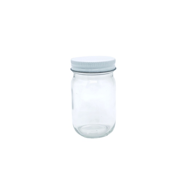 Wholesale clear Round Wide Mouth Mason Jars 30ml 1oz Glass Baby Baller Jar With White Metal Closure for Concentrate , Flower