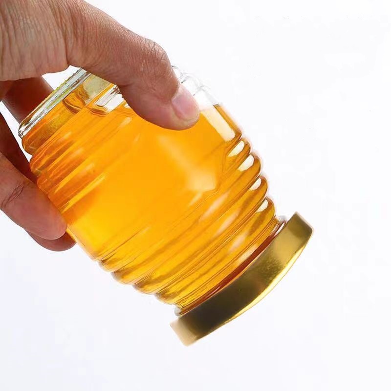 Recyclable Empty 100g 250g 500g 1000g Honey Jars Pickle Jam Jelly Glass Food Jar With Metal Twist Off Cap.