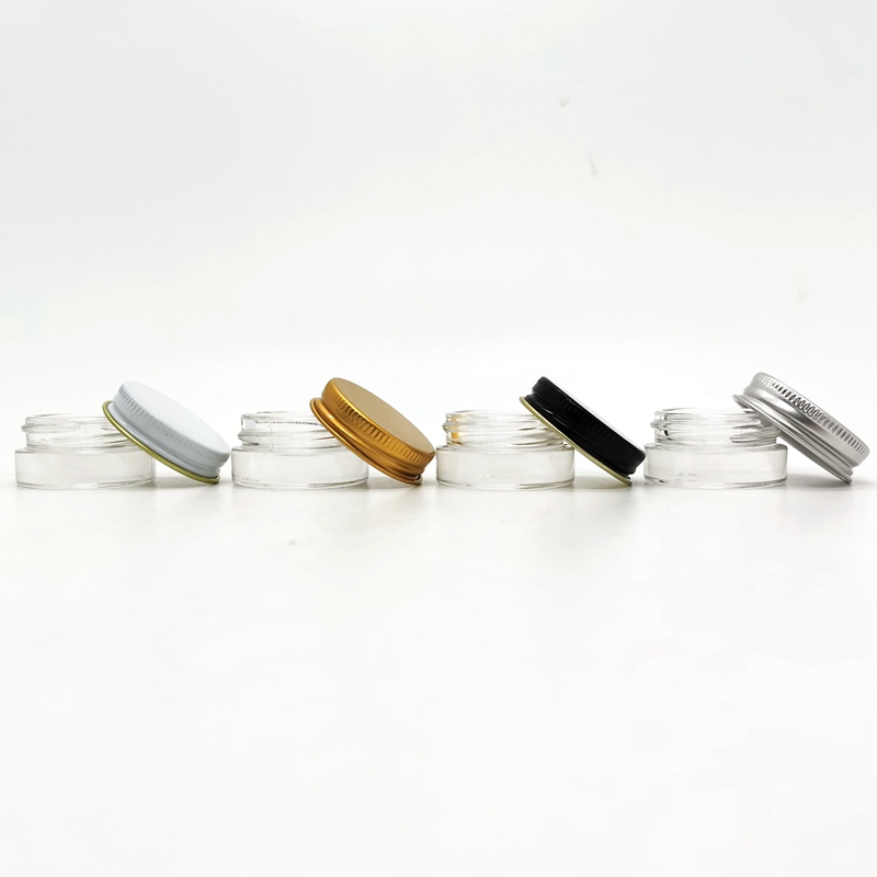 Recyclable Mini Round Glass Jar Concentrate Oil Container Child Resistant Glass Cream Jar With Metal Cap