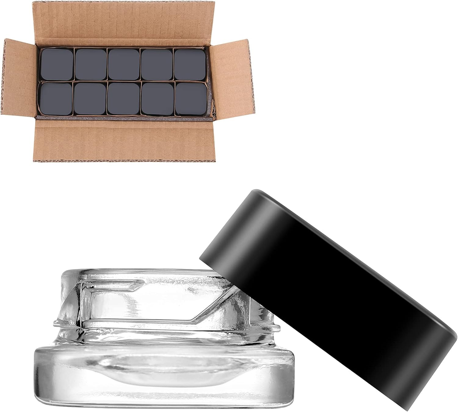 Custom 5ml 9ml Square Airtight Smell Proof Stash Container Thick Child-resistant Glass Concentrate Jar With Cr Square Lid