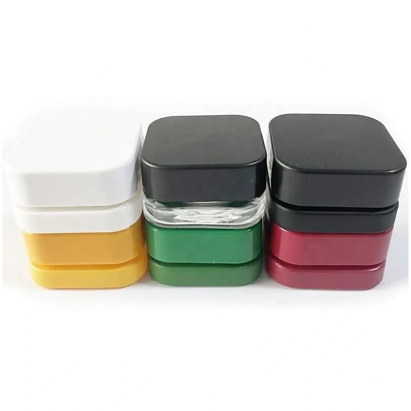 New Design Clear 9g 5g Cream Packaging Airtight Child Proof Jar Square Cube Mini Glass Jar