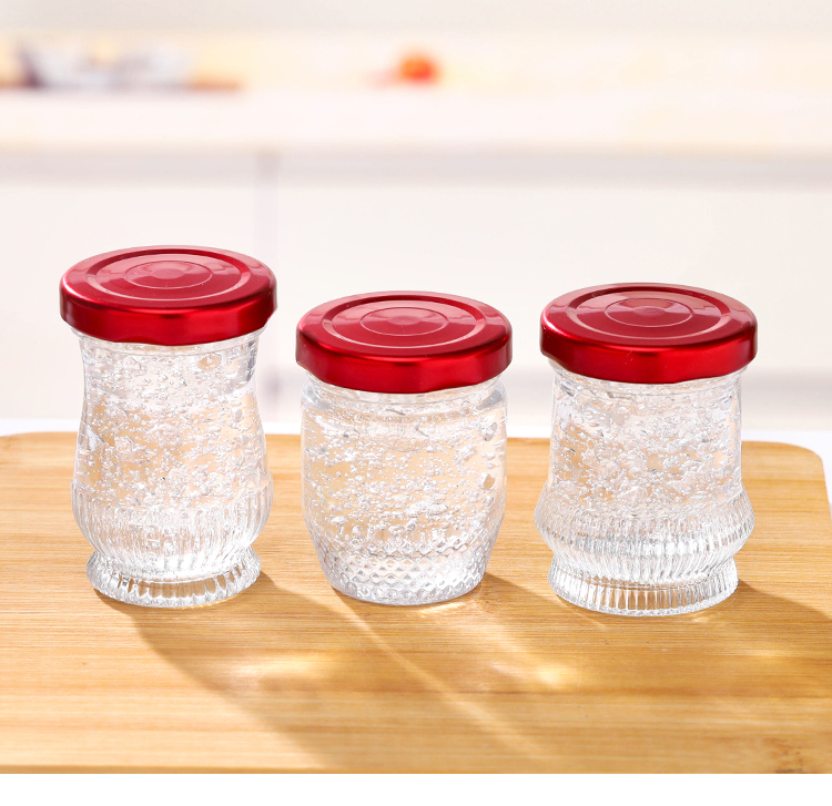 Recyclale 45ml 75ml 100ml Bird's Nest Honey Jelly Use Storage Round Glass Honey  Jar With Gold/red / Metal Lid