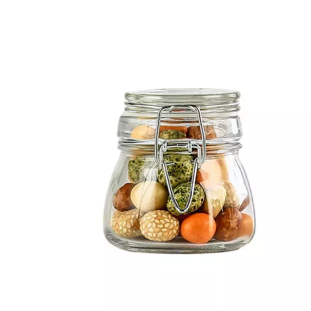 88 Oz Food Storage Jars Square - Storage Containers With Clear Sealed Cord Clip Fasteners for Kitchen Canned Cereal Pasta
