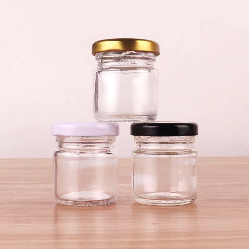 Mini Honey Jar Recyclable 25ml 35ml 45ml Honey Jam Glass Bottle for Honey Jam With Metal Lid