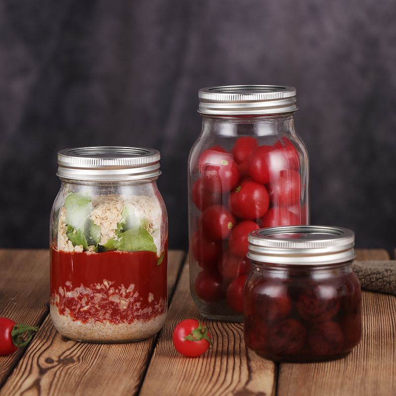100ml- 1000ml Empty Round Airtight Recyclable Hermetic Pickle Canned Jam Food Glass Container Storage Jar With Metal Lid