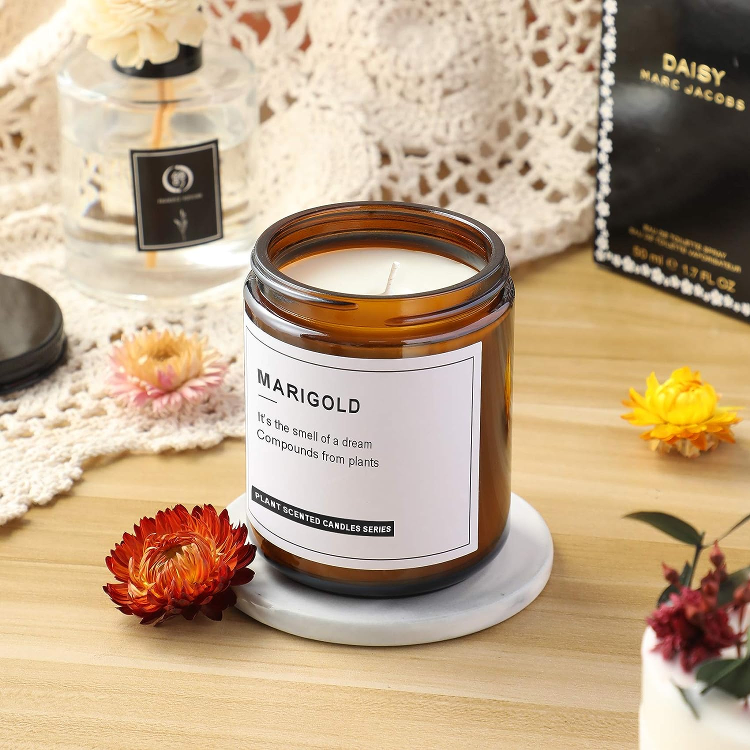 8oz 240ml Amber Glass Candle Jars With Lids in Bulk Candle Making Container